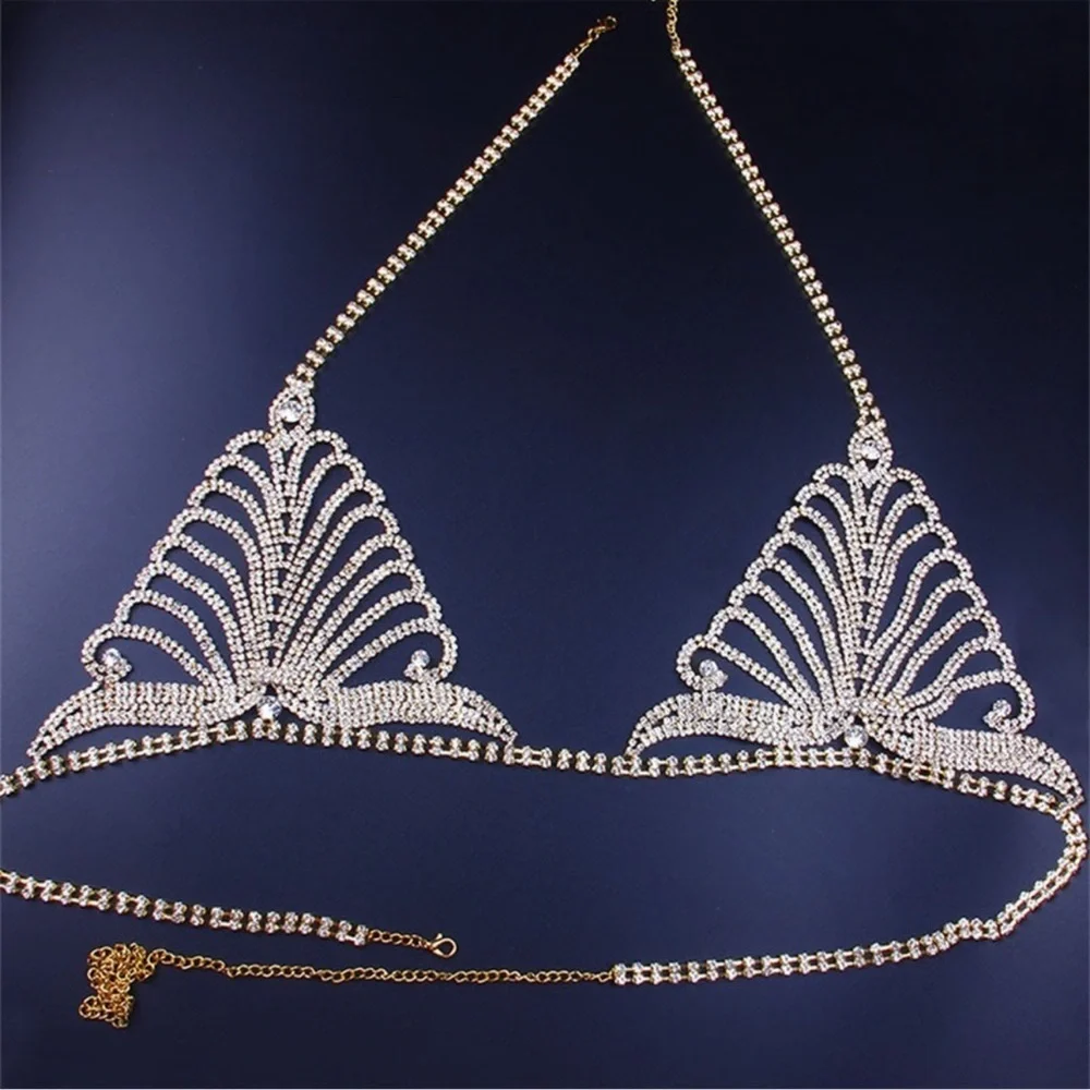 NEW Sparkling Bling Swarovski Crystal Bikini Body Chain Top & Thong Set - Picture 3 of 6